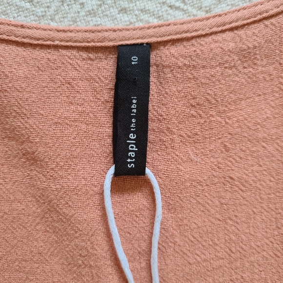 Staple the Label - HARVEST MINI DRESS | peachy button down short sleeve sz 10 - Picture 13 of 13